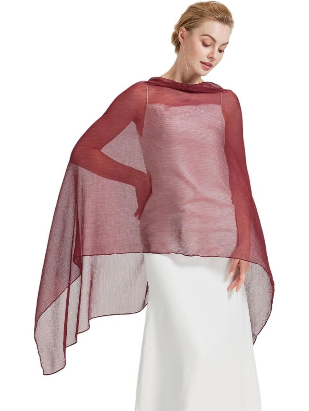 Sheer Bridal Shawl for Wedding Dress - 3 Ways to Wear Capelet Scarf for